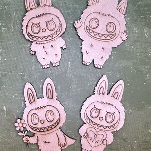 Wooden labubu art kit - set of 4